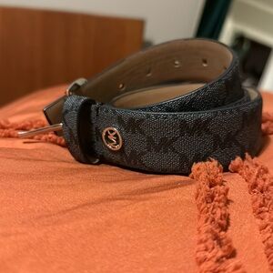Michael Kors Women’s Belt size S- grey & black logo print- gently used